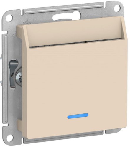 Выключатель карточный с подсветкой без рамки Systeme Electric AtlasDesign 1-кл. бежевый картинка